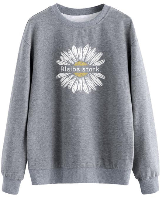 Casual Printed Fall Winter Long-sleeved Pullover Loose Round Neck Sweater