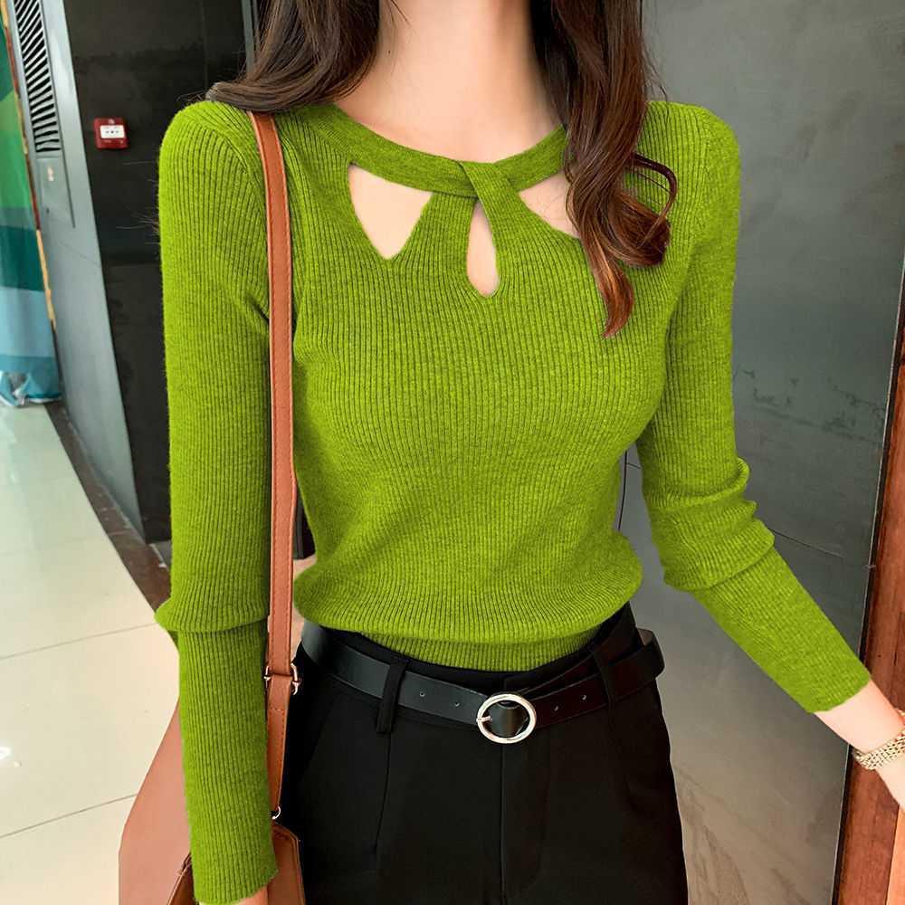 New autumn and winter Korean slim sexy pullover sweater slim base knit sweater for women, Korean slim sexy pullover sweater, slim base knit sweater for women
