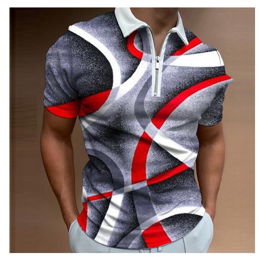 Cross-border ebay foreign trade popular summer lapel Polo shirt 3D digital printing casual men& T-shirt zipper men& clothing