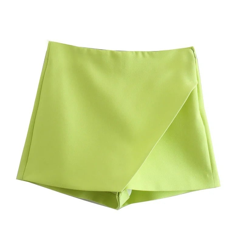 Asymmetrical Candy Colored Skirt With High Waist And Long Legs