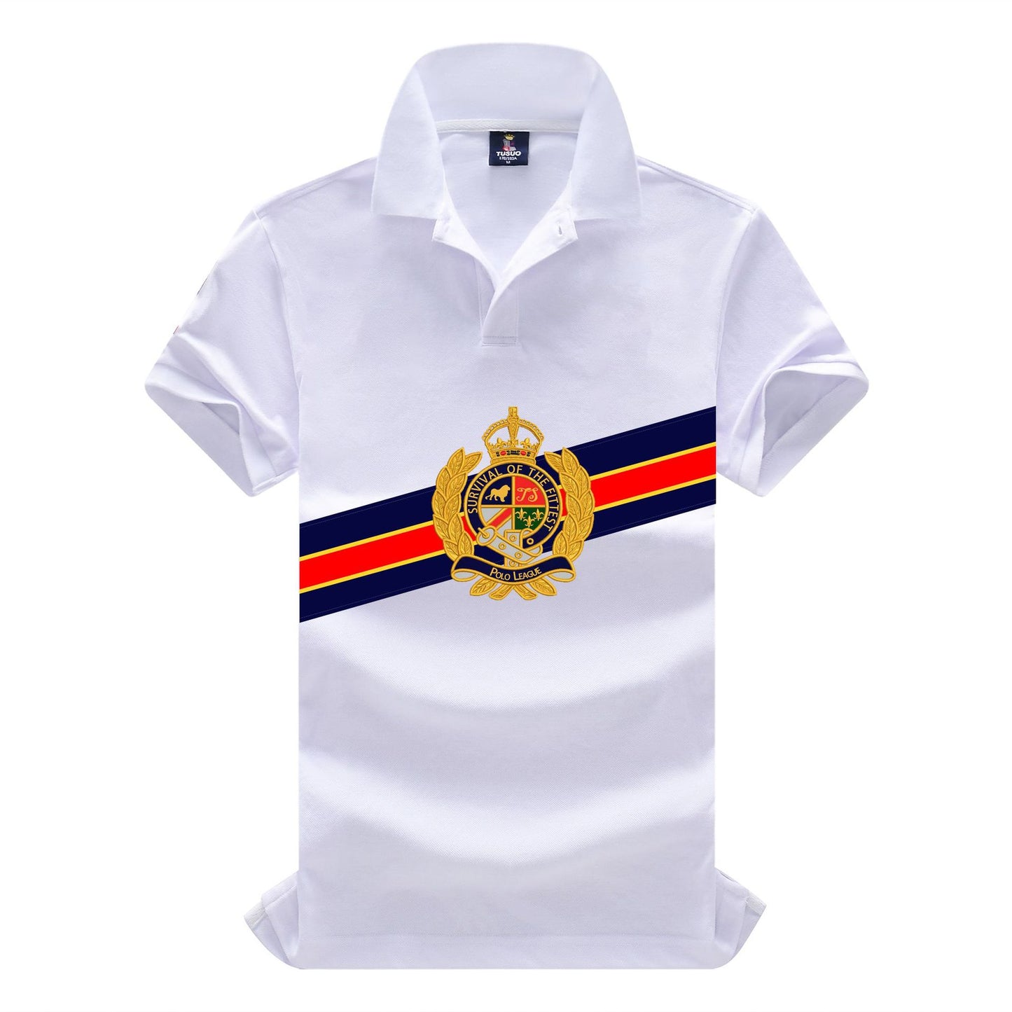 TS Brand High Quality Embroidered Cotton White Short Sleeve Polo Cotton Men's Summer Lapel Sweatshirt Business Casual Plus Size