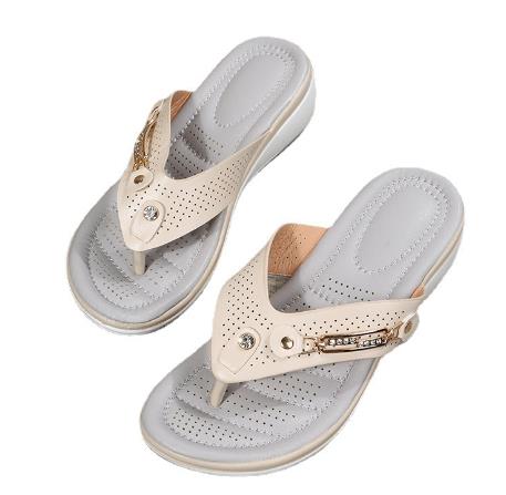 Zip Thong Flip-Flops Wedge Platform