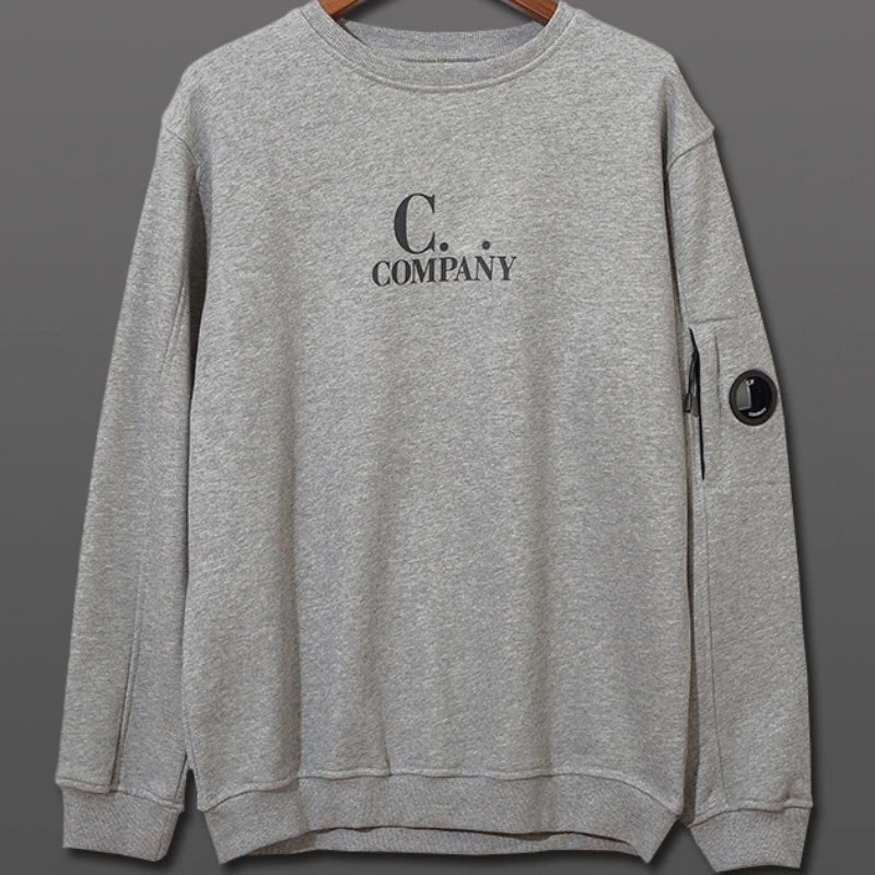 Trendy brand unisex lens splicing round neck pullover sweater men's loose hip-hop tops letters long-sleeved boutique pullover