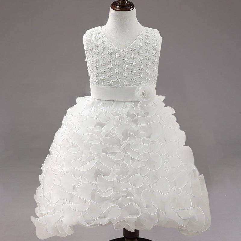 Flower girl dress skirt embroidered princess dress sleeveless dress wedding dress skirt