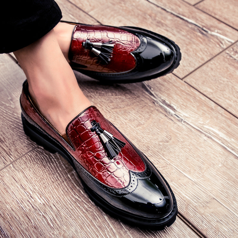 Carved retro set foot men's lazy leather shoes