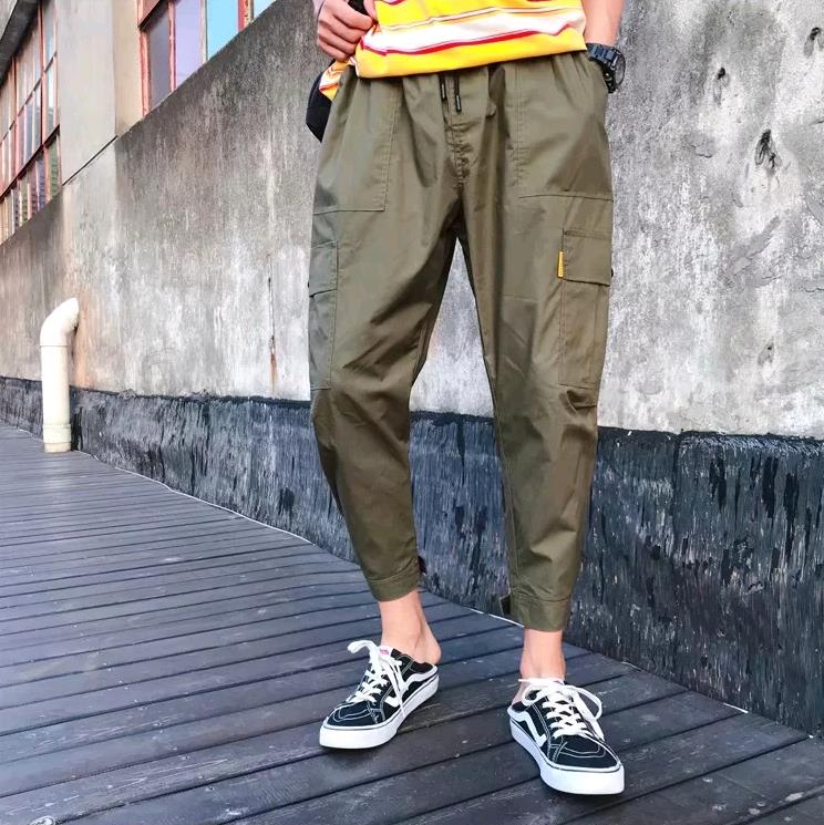 Men's nine pants loose Velcro beam pants autumn overalls men's casual harem pants
