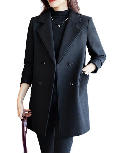 Black Double Breasted Coat Autumn And Winter New Women's Suit Jacket