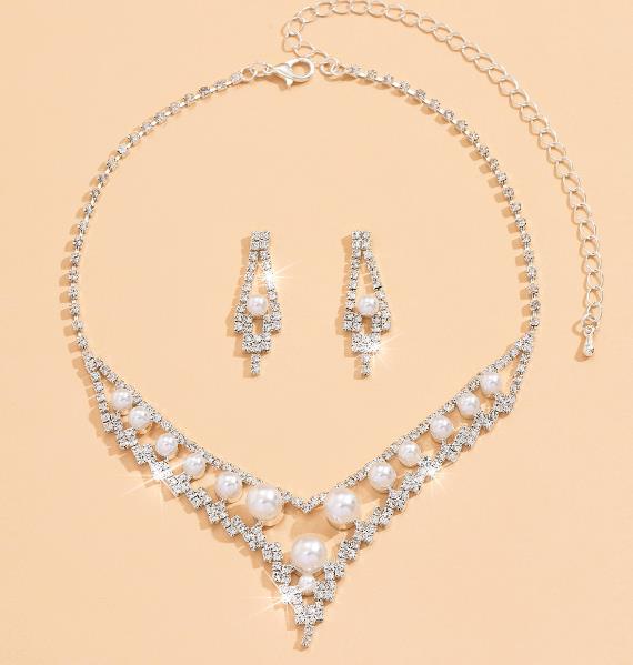 Multi color Korean pearls, Bridal Necklace, earrings set, wedding accessories to support spot mixed batch