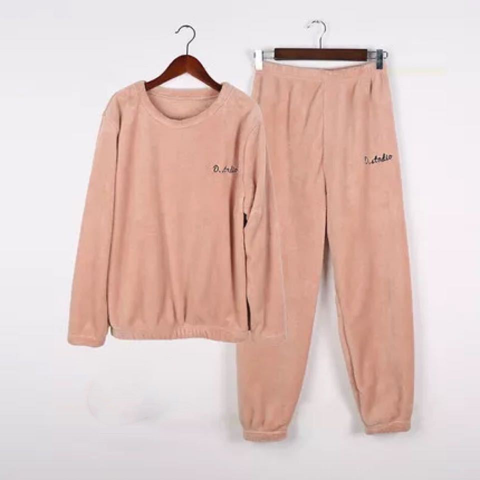 Wear Coral Fleece All-Match Loose Lazy Suit