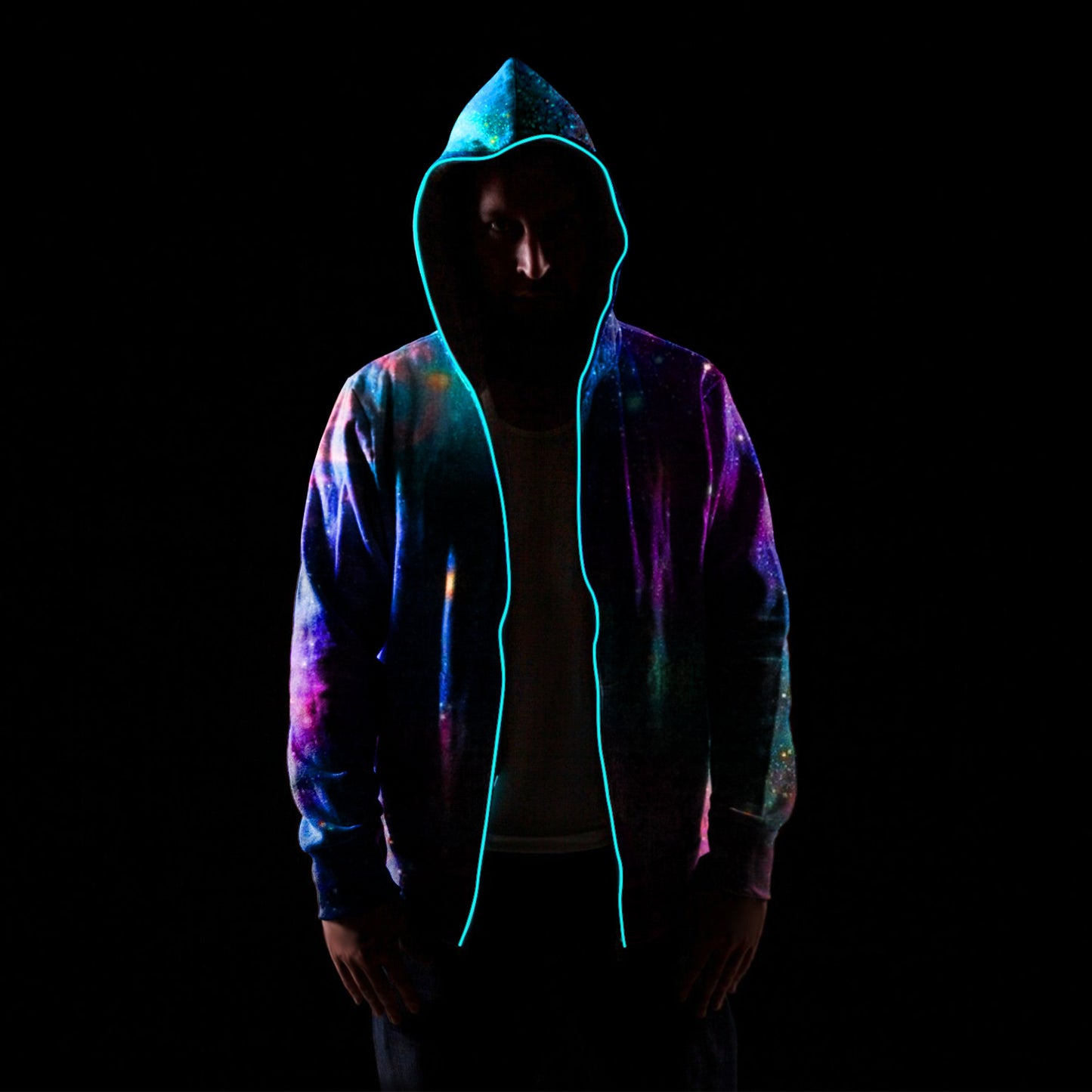 Starry sky zip photoelectric hooded sweater
