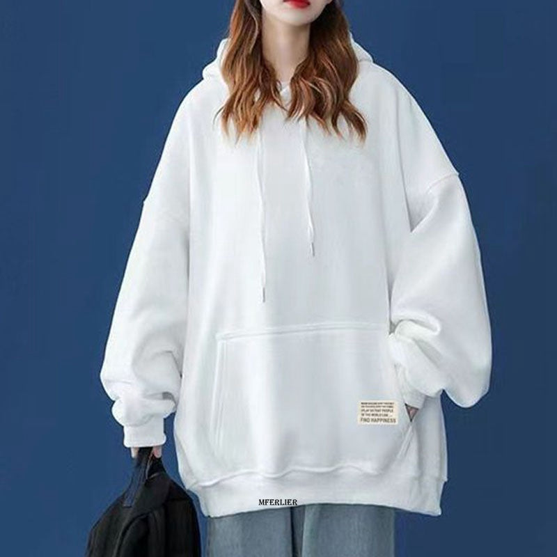 Plus Size 6XL 150kg Spring Long Sleeve t Shirt Outwear with Hooded Top Black White Tops Women Full Sleeve Casual Female Tees