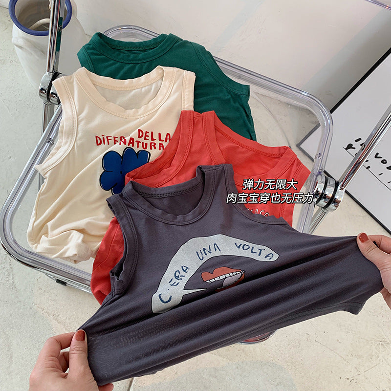 Summer Children T Shirts Sleeveless Tops for Kids Cartoon Boys Tees Girls T-shirt Toddler Undershirts Baby Underwear