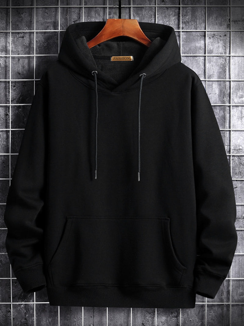 Fall/winter Pullover Men Hoodie Velvet Thick Pure Cotton streetwear Loose Casual Fashion Hoodie men clothing