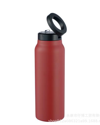 24oz creative double-layer magnetic suction phone holder, sports water kettle, stainless steel, and cold insulation kettle