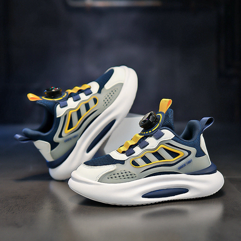 Factory Direct sneaker boys and girls shoes rotating buckle casual shoes Four Seasons mesh breathable running shoes student shoes