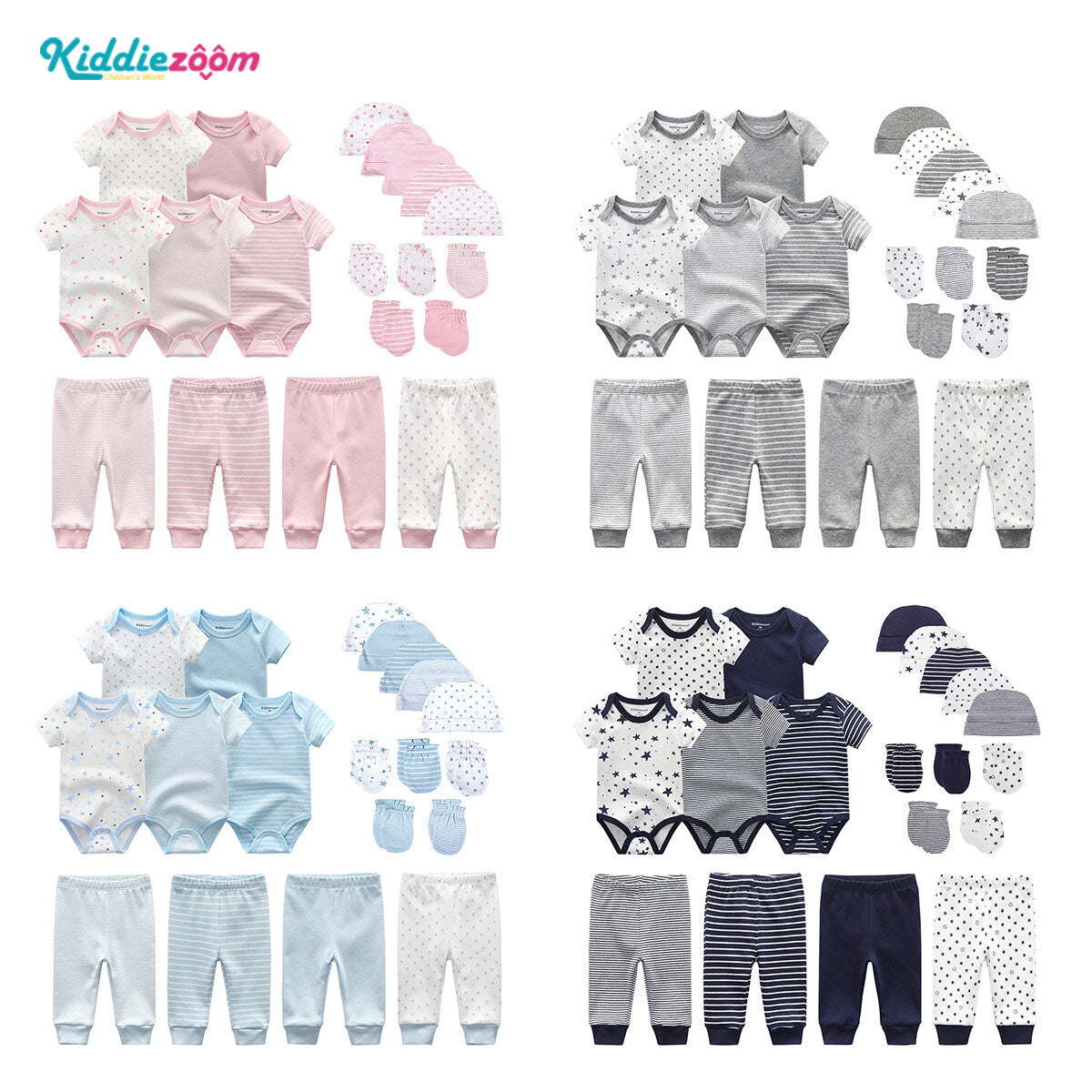 Kiddiezoom Pure Cotton Star 19 Piece Set Baby Wrap Pants Hat Gloves Combination Set