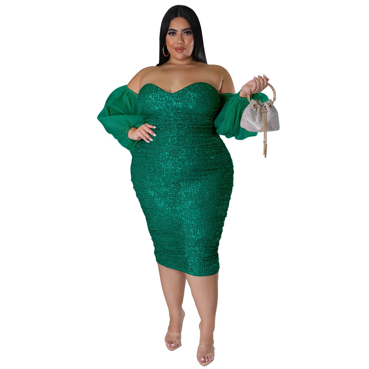 Tube Top Mesh Solid Color Evening Dress Tight