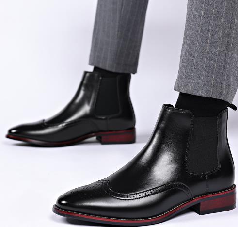 New Low Heel 38-48 Men's Side Zipper Solid Low Boots