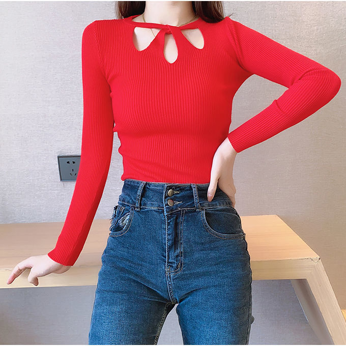 New autumn and winter Korean slim sexy pullover sweater slim base knit sweater for women, Korean slim sexy pullover sweater, slim base knit sweater for women