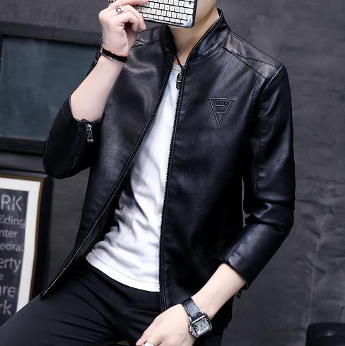 Men's street wear men's plus velvet short leather jacket trendy baseball collar leather jacket winter new motorcycle leather jacket