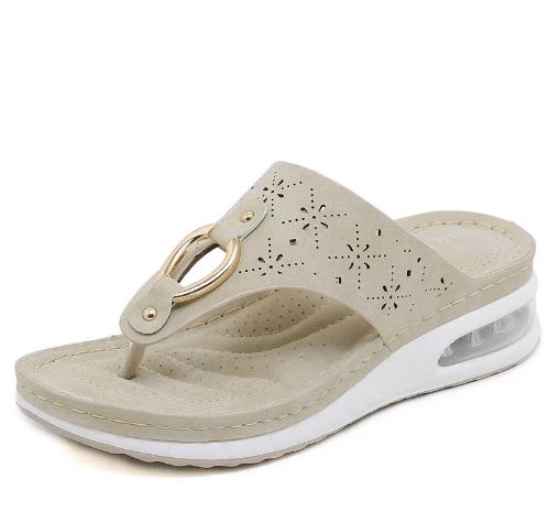 WOLFF - Bequeme Keilabsatz Flip Flops