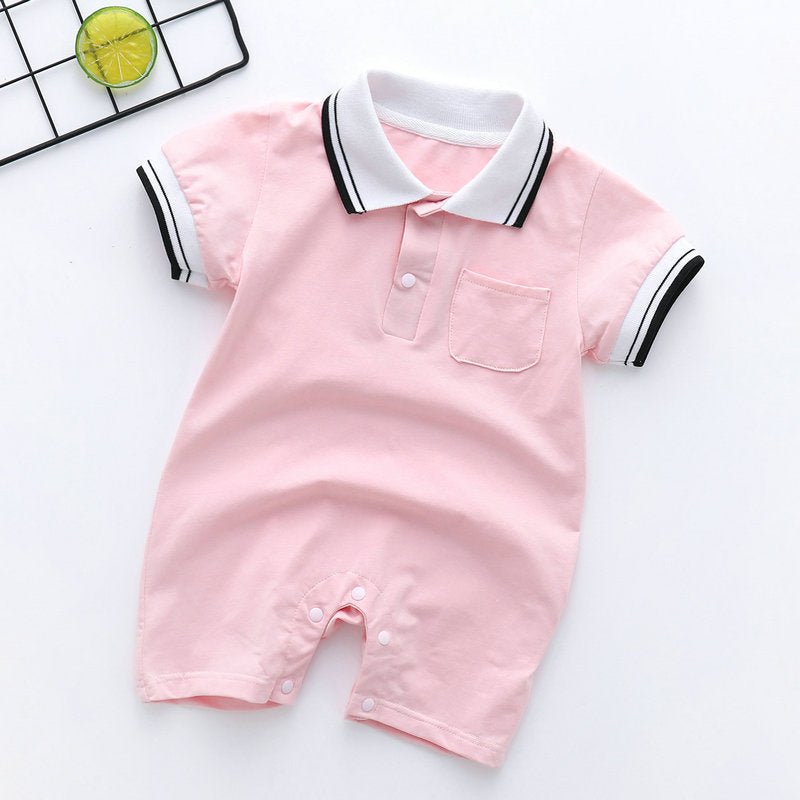 Infant and Toddler Shirt Spring and Summer One-piece Thin Section Male and Female Baby Short-sleeved Crawling Clothes Newborns Go Out Suitable for 0-1 Years Old