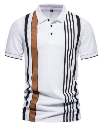 Polo Shirt Button Neck with Stripes in Vertical