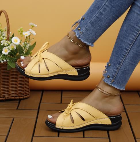 Summer Bows Tied Open Toe Low Heel Sandals