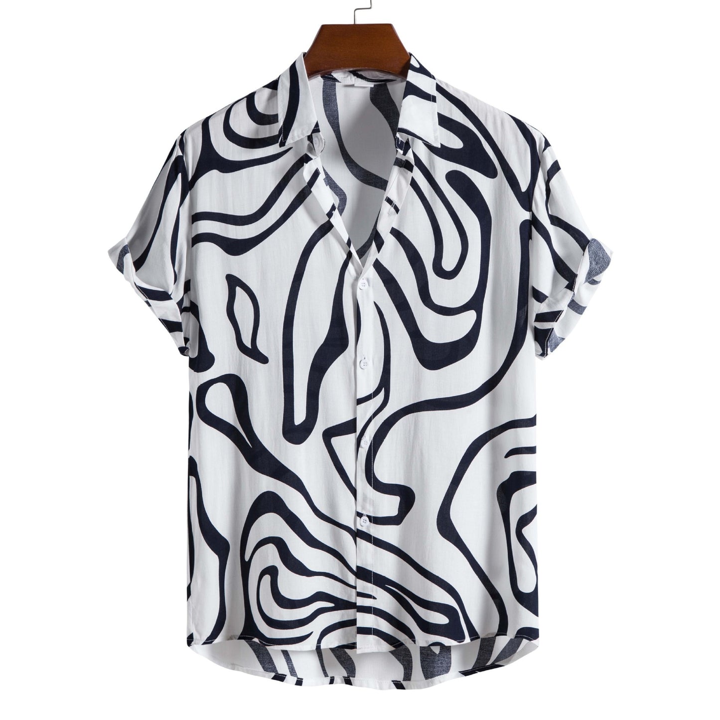 Cross-border Foreign Trade Summer New Large Size Men's Casual Fashion 3D Digital Printing Short-sleeved Shirt for Men