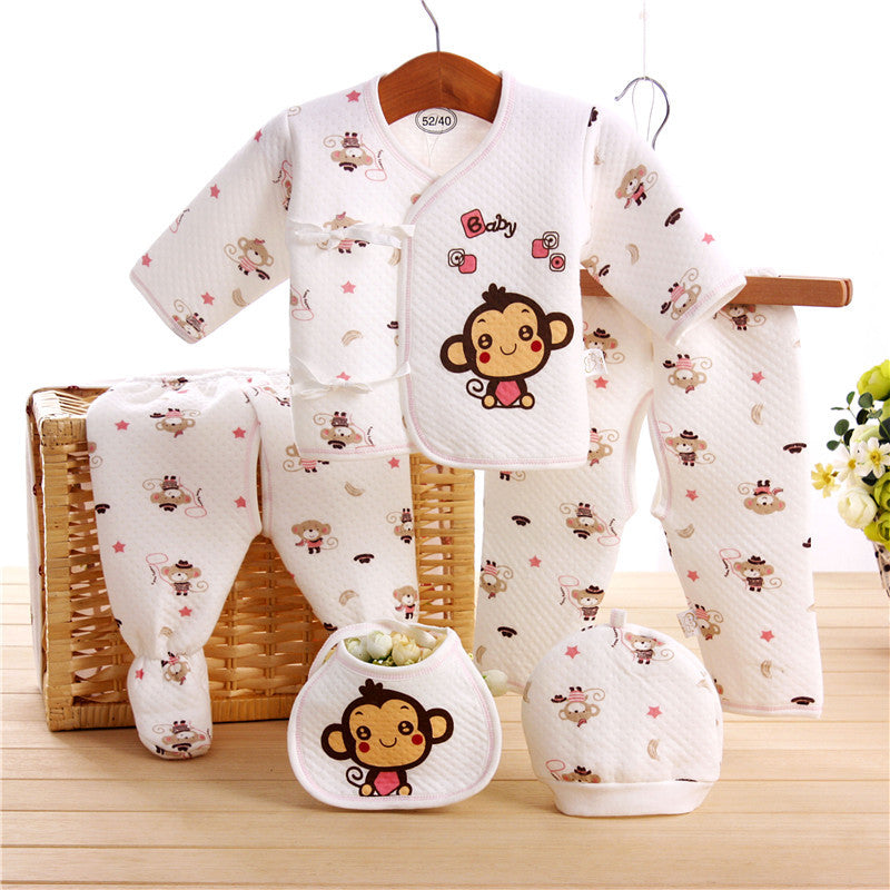 Manufacturers selling baby winter thermal underwear with thickened five suit 0-4 months baby pure cotton group