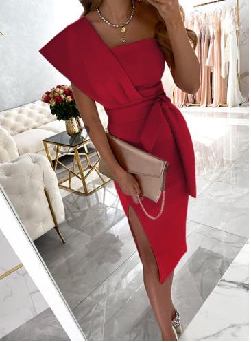 Wrapped chest dress evening dress