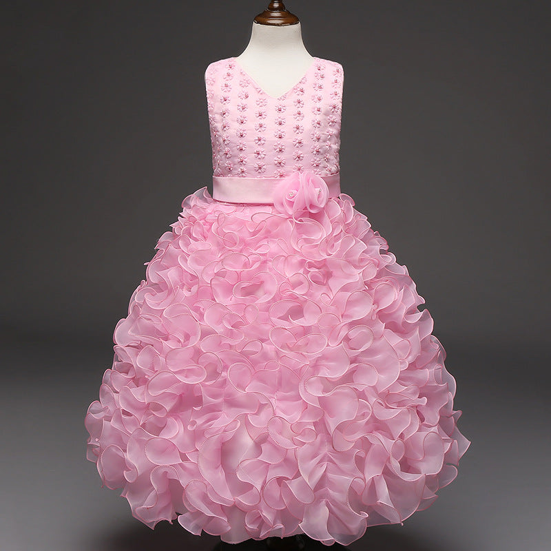 Flower girl dress skirt embroidered princess dress sleeveless dress wedding dress skirt