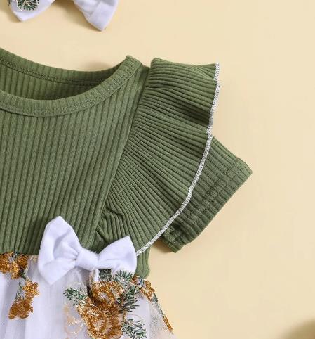 INS Summer New Toddler Baby Triangle Climbing Dress Mesh Dress Pit Strip Short Sleeve Stitching Princess Dress Cross-Border