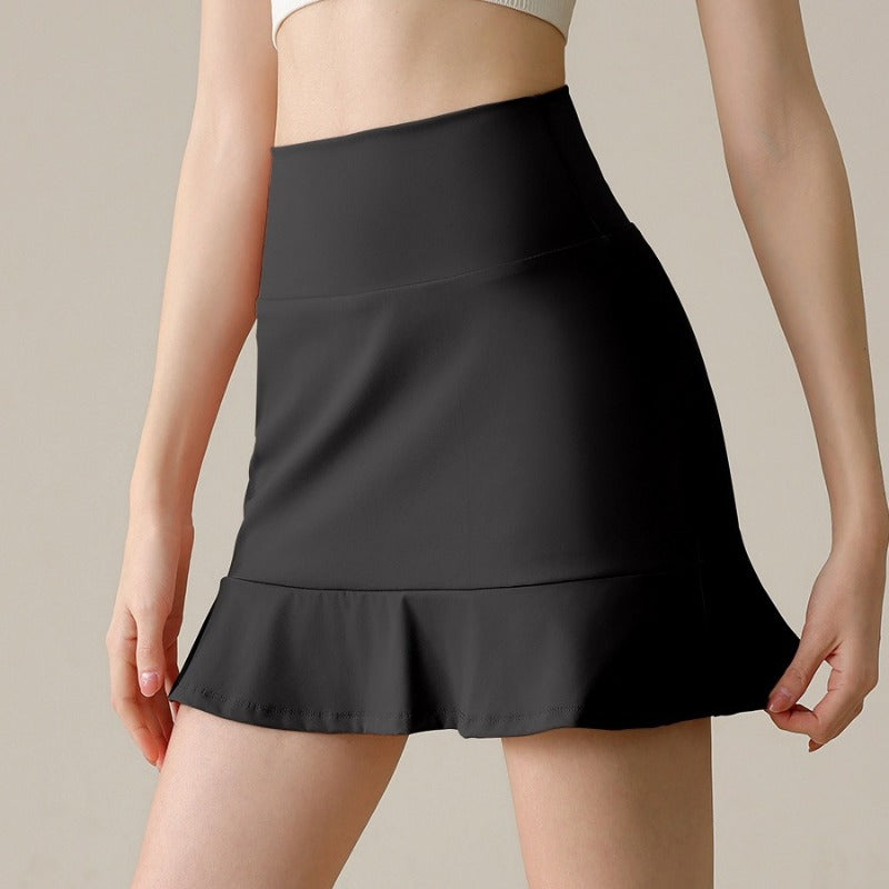 Nylon Petal Sports Short Skirt for Women with Inner Lining for Anti Glare Fitness Half Tennis Pants Skirt for Summer