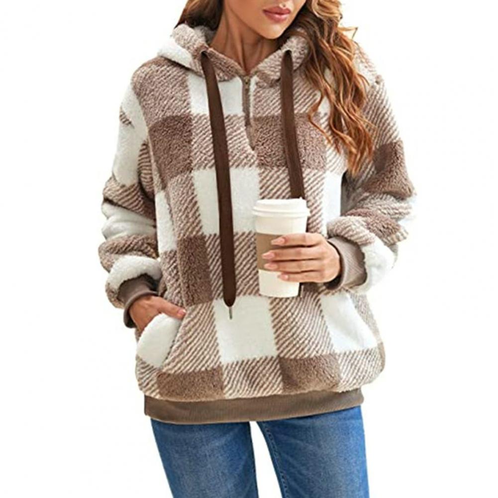 Ladies Sweatshirt Women Hoodie Warm Plush Pullover Sweatshirt Cozy Women's Hoodie with Long Sleeve Drawstring for Autumn/winter