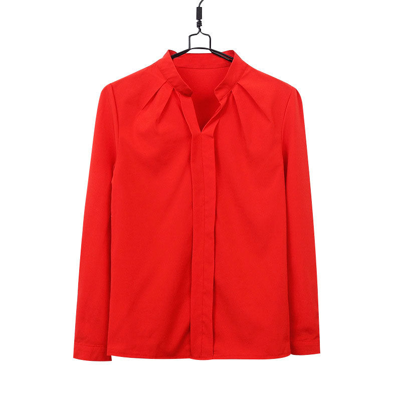 2023 Spring and Autumn New Women's Shirt Korean Long Sleeve Fashionable Casual Base Loose Slimming Red Chiffon Shirt for Women