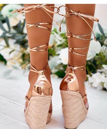 Roman sandal wedge with high heel strappy shoes