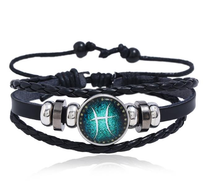 Twelve Constellations Bracelet for Men and Women Jewelry Handrope Chaozhou Nocturnal Personality Hand String for Couple''s Bracelet Birthday Gift