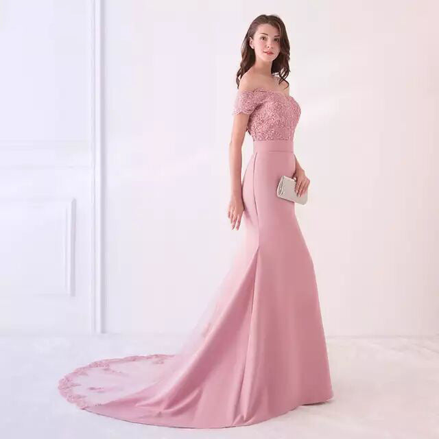 2022 foreign trade new one-shoulder bride wedding dress banquet elegant princess fishtail evening dress female