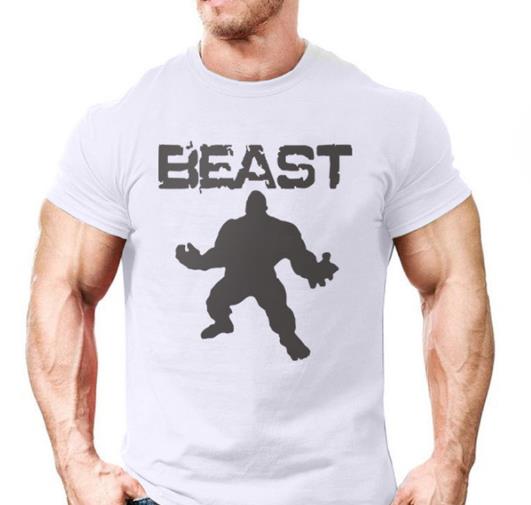 Foreign trade wholesale men''s short sleeved T-shirt, European and American fashion giant printing pure cotton men''s fitness sports leisure T-shirt