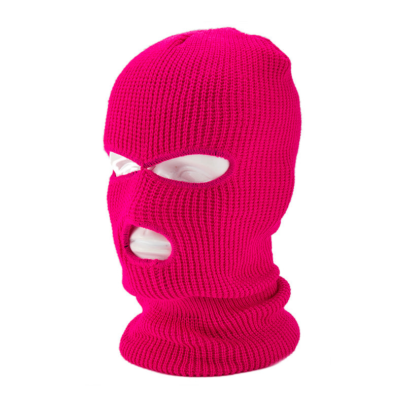 Winter Outdoor Warm Headgear Men's Ski Cold-proof Riding Mask Three-hole Cap Wool Knitted Sports Mask