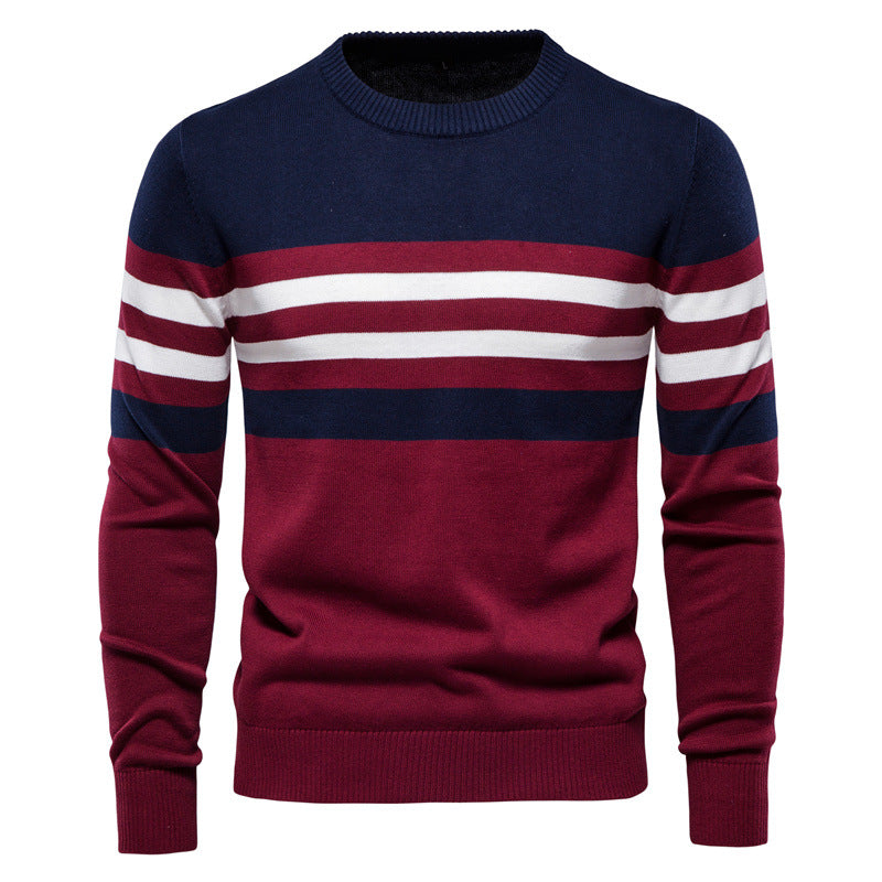 Sweater Men Pullover Cotton Striped Sweaters Male Autumn Winter Fashion Jersey Mens Sweaters Basic Boy Jumpers Plus Size 5XL