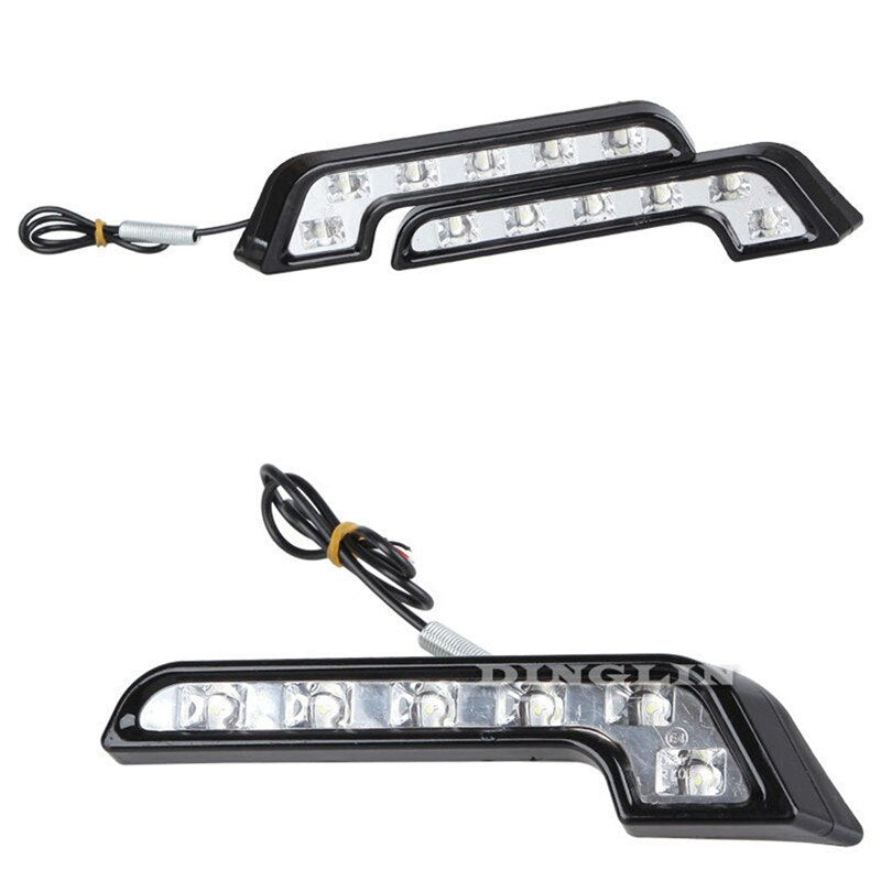 12V L Shape Driving Light Daytime Running Fog Light Durable Waterproof Car LED Light 6LED DRL Light Bar for UTV Car Truck
