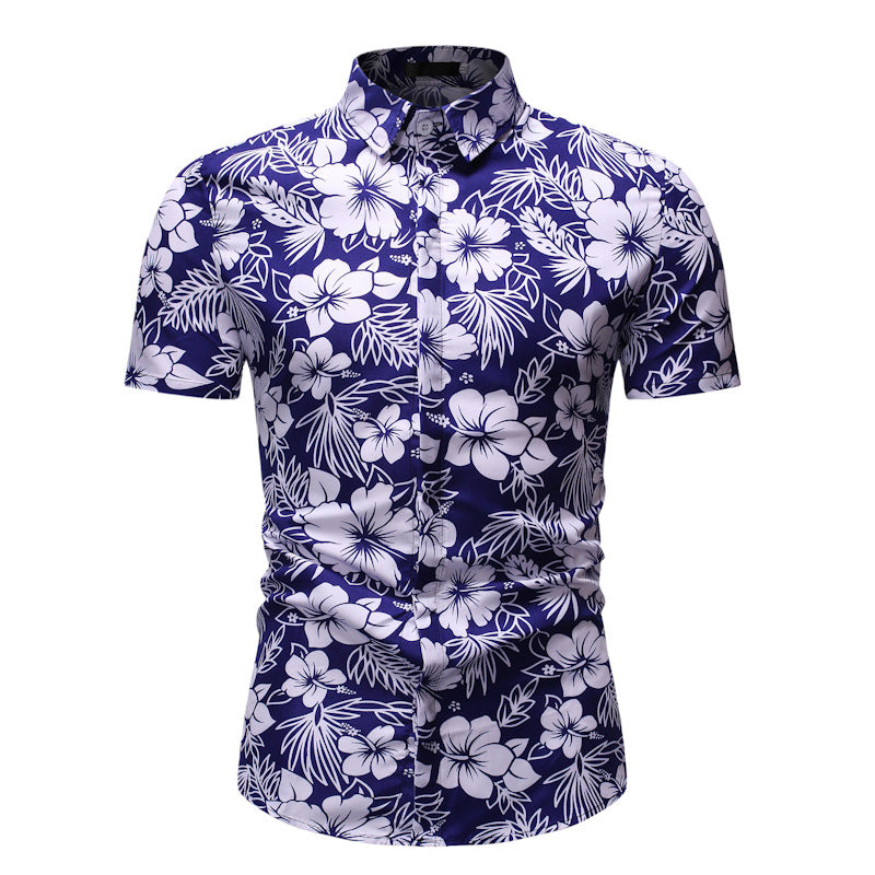 Casual short sleeve flower shirt