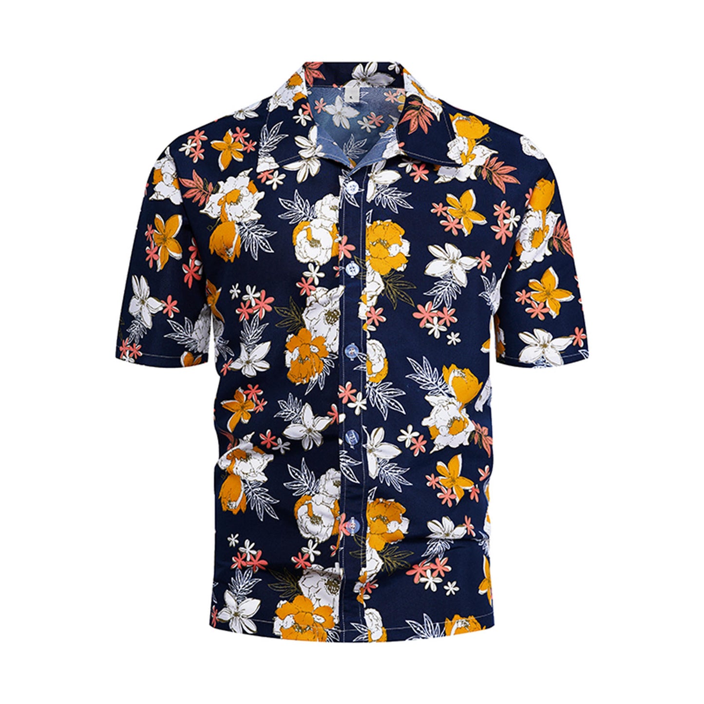 Hawaiian Flower Shirt Men's Retro Hong Kong Style Casual Loose Hong Kong Style Beach Vacation Casual Short-sleeved Shirt