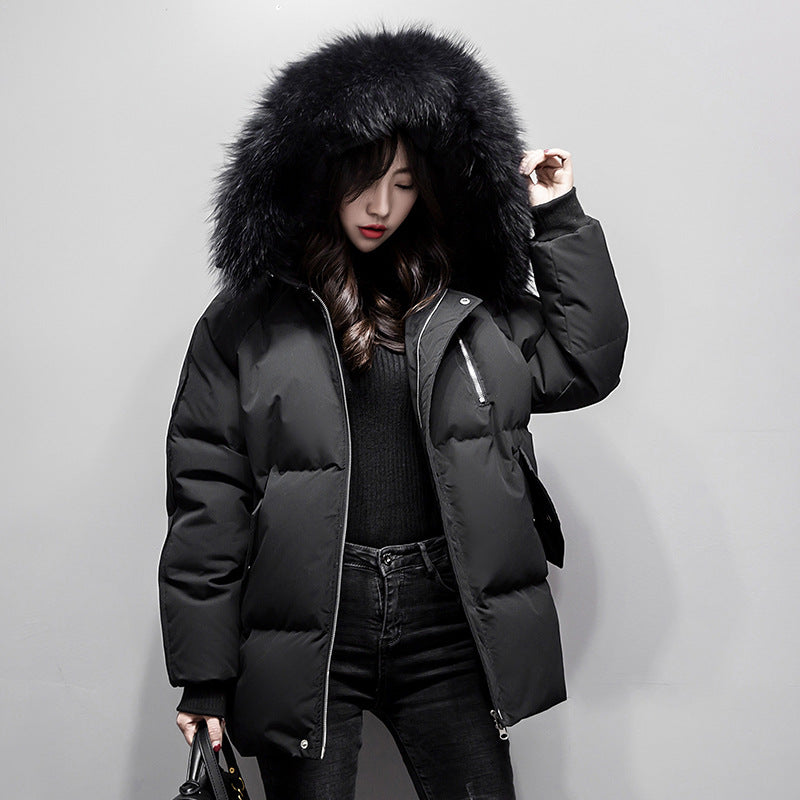 Down Jacket Women's Short Style Show Thin Big Hair Collar Coat Women