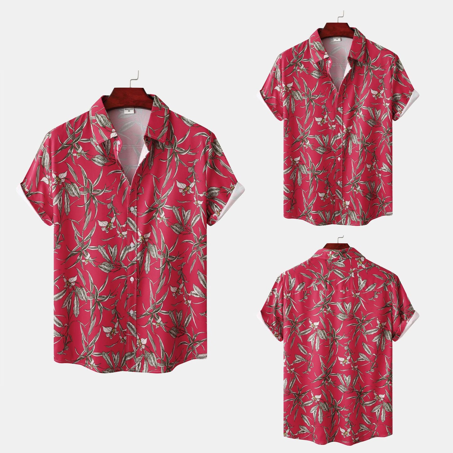 Cross-border foreign trade 2023 new European size men's floral printing design European and American style short sleeve beach vacation shirt men