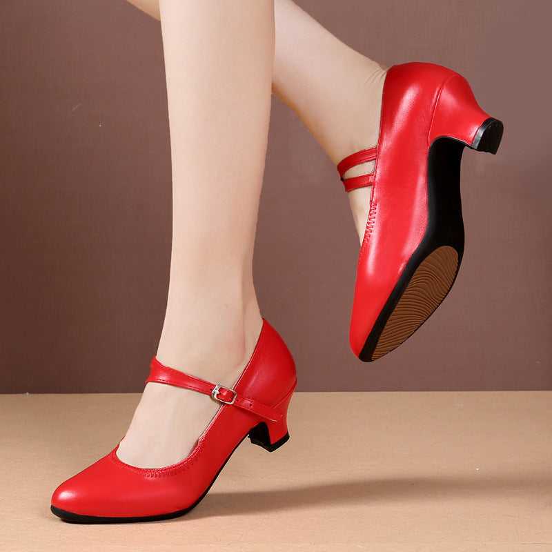 New Square Dance Shoes Genuine Leather Women's Dance Shoes Adult Latin Dance Shoes Women's Ballroom Dance Shoes Sailor Dance Shoes