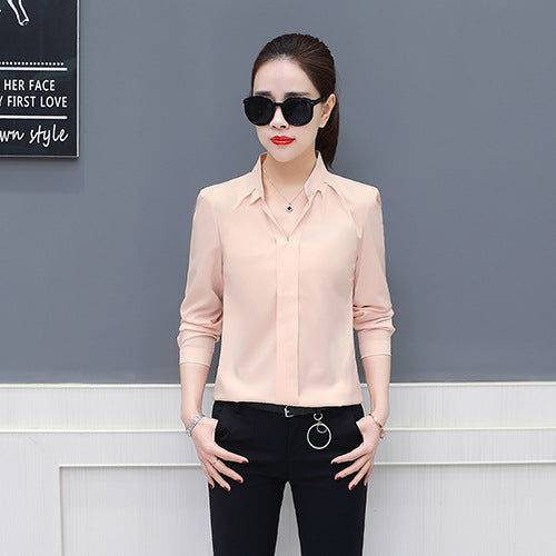 2023 Spring and Autumn New Women's Shirt Korean Long Sleeve Fashionable Casual Base Loose Slimming Red Chiffon Shirt for Women