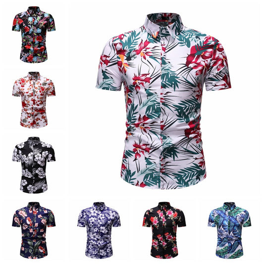 Casual short sleeve flower shirt
